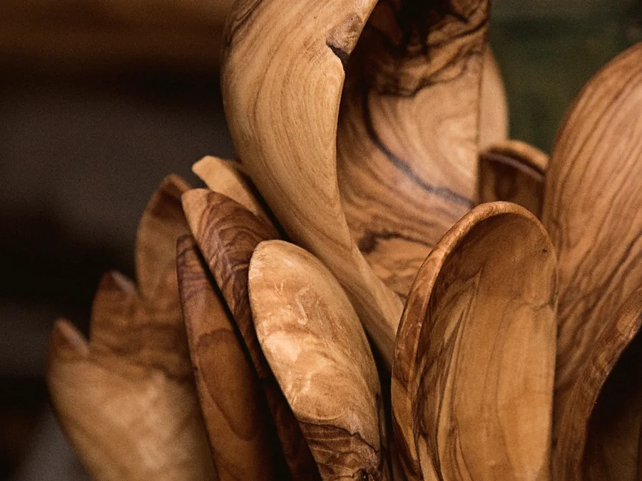 Wooden spoons in a farmhouse kitchen