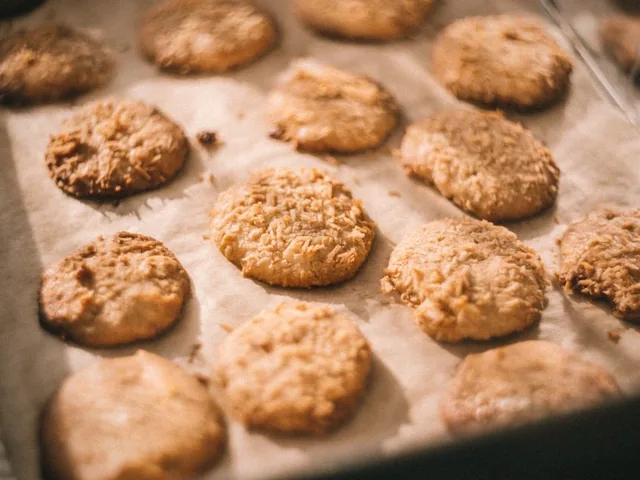 A tray of cookies fresh from the oven